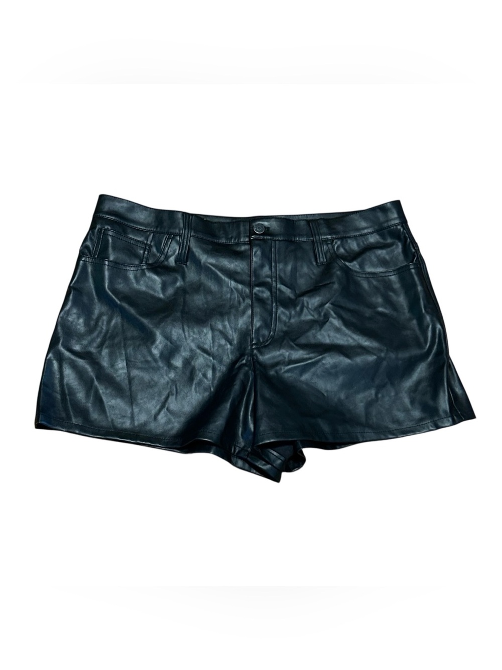 New Madewell The Perfect Jean Black Faux Leather Shorts Size 32 Women’s